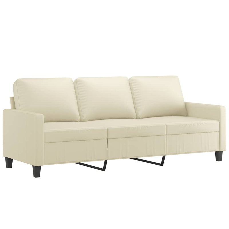 Set de canapele cu perne, 2 piese, crem, piele ecologică