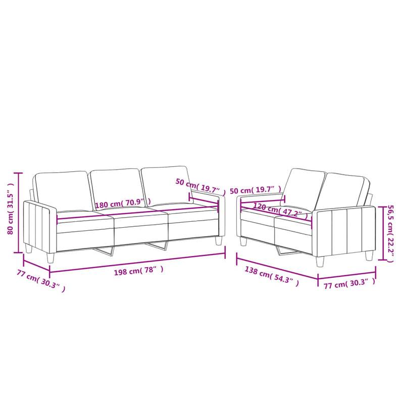 Set de canapele cu perne, 2 piese, cappuccino, piele ecologică