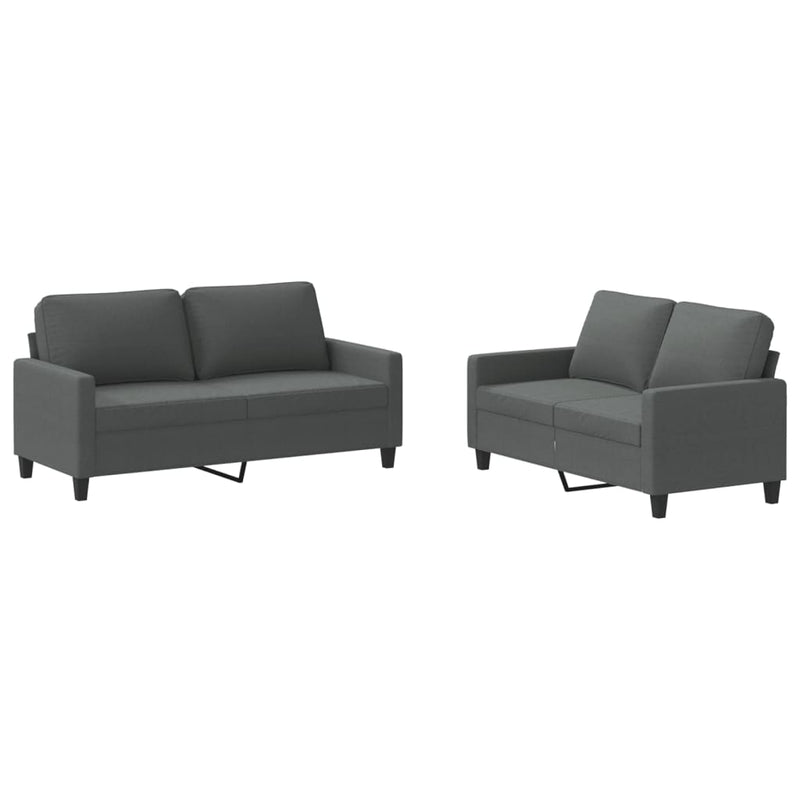 Set de canapele cu perne, 2 piese, gri închis, textil