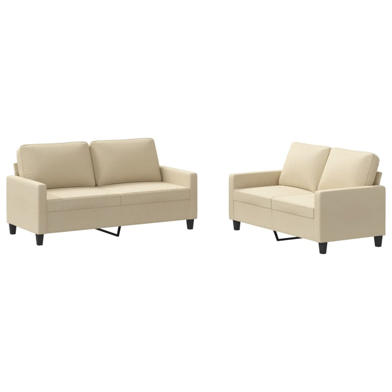 Set de canapele cu perne, 2 piese, crem, textil