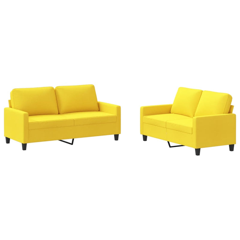 Set de canapele cu perne, 2 piese, galben deschis, textil