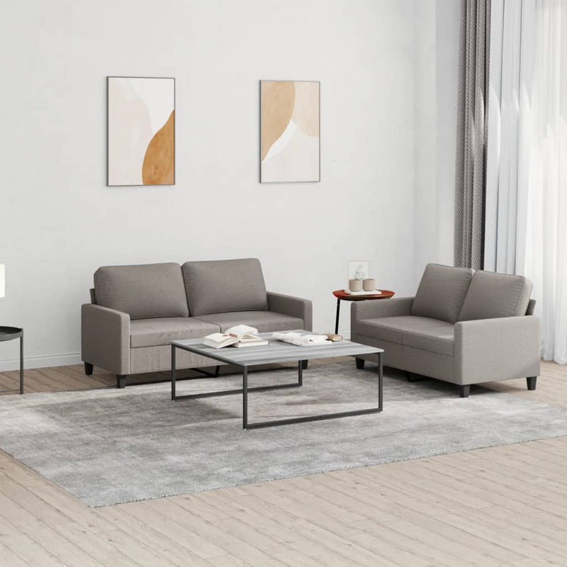 Set de canapea cu perne, 2 piese, gri taupe, material textil