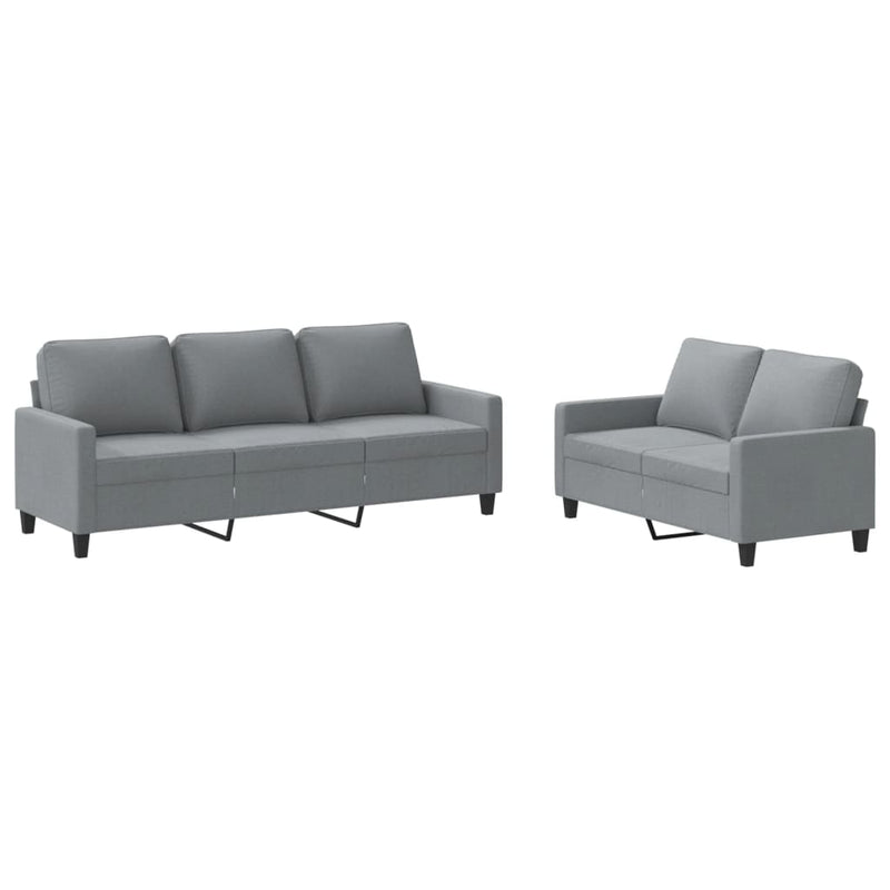 Set de canapele cu perne, 2 piese, gri deschis, textil