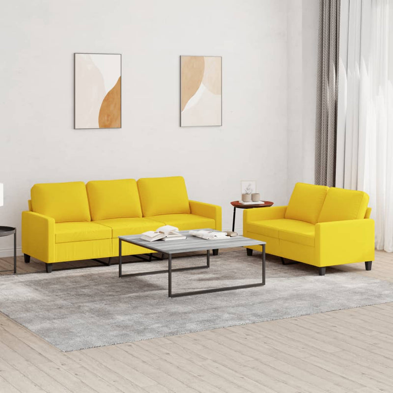 Set de canapele cu perne, 2 piese, galben deschis, textil