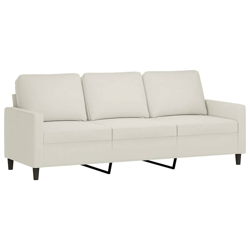 Set de canapele cu perne, 3 piese, crem, catifea