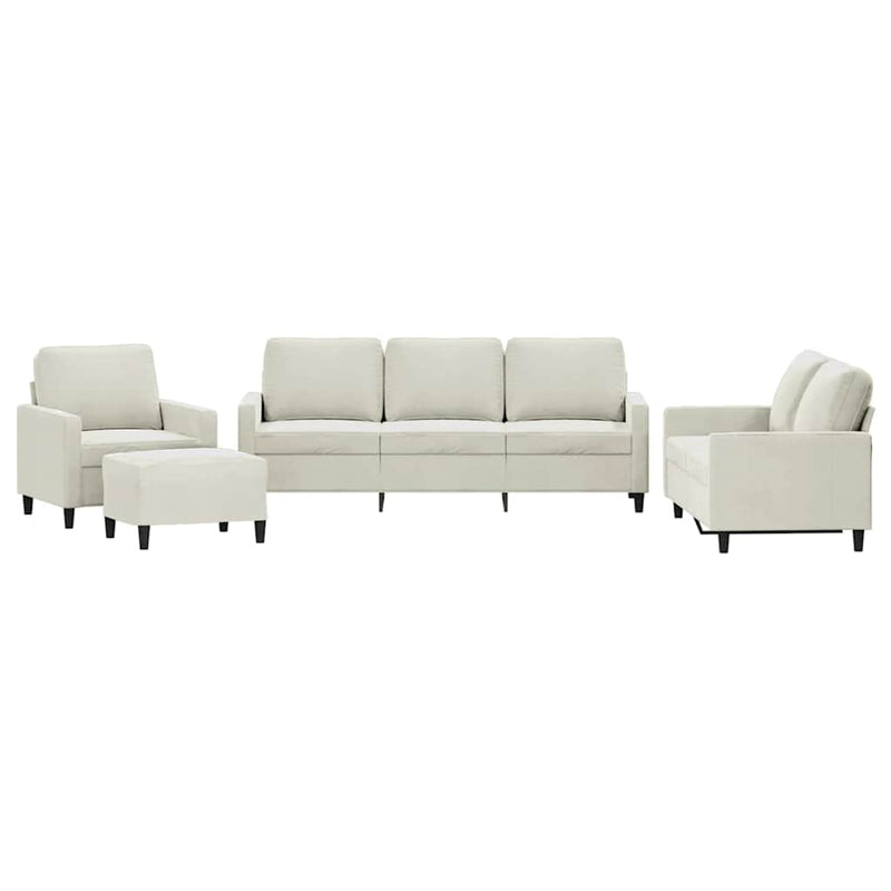 Set de canapele cu perne, 4 piese, crem, catifea