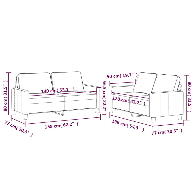 Set de canapele cu perne, 2 piese, galben, catifea