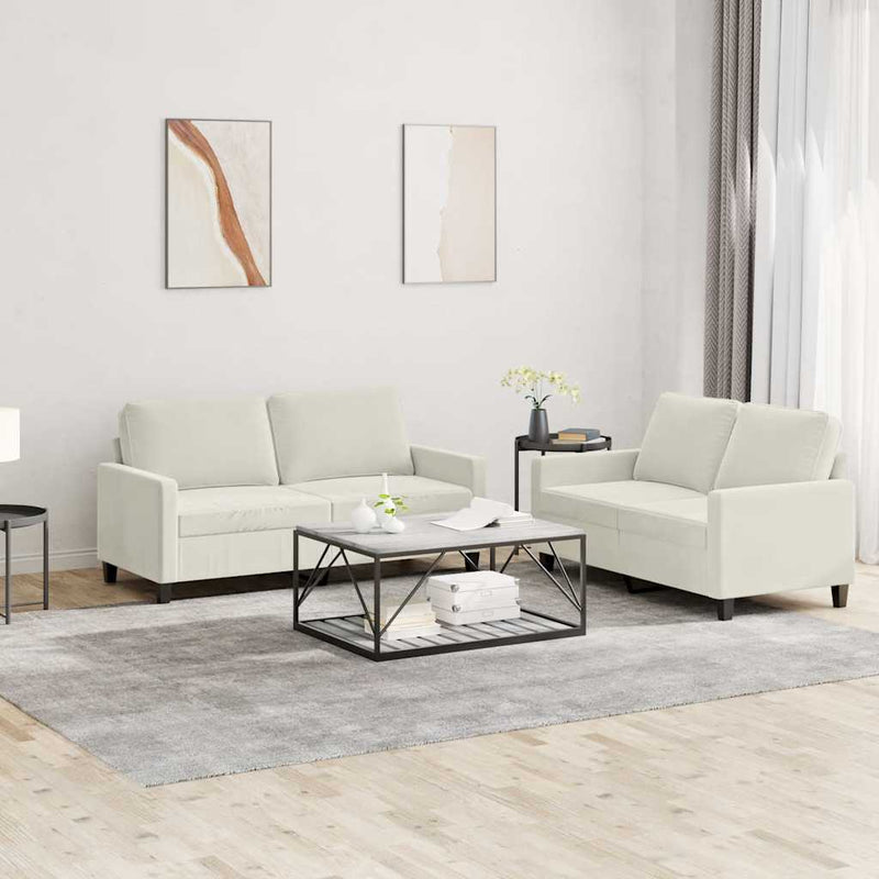 Set de canapele cu perne, 2 piese, crem, catifea