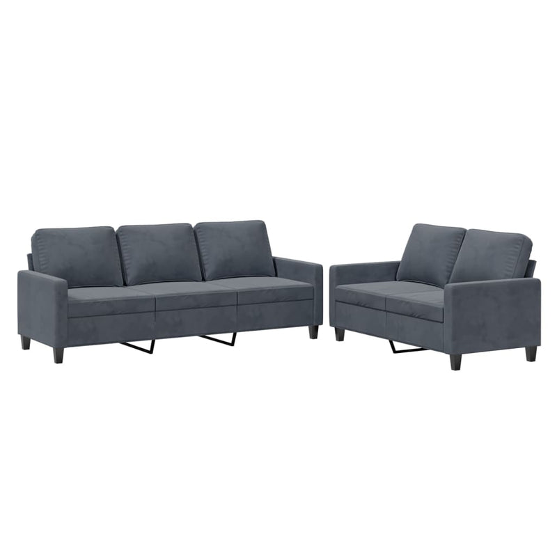 Set de canapele cu perne, 2 piese, gri închis, catifea