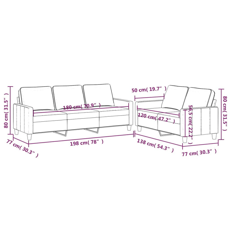 Set de canapele cu perne, 2 piese, gri închis, catifea