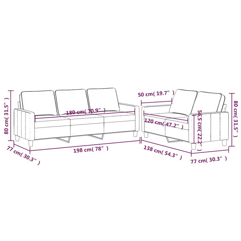 Set de canapele cu perne, 2 piese, maro, catifea