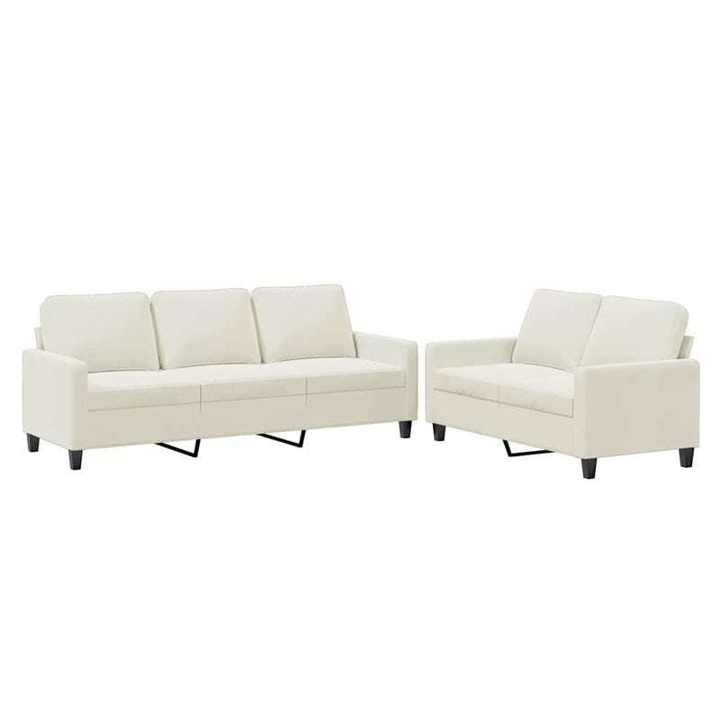 Set de canapele cu perne, 2 piese, crem, catifea