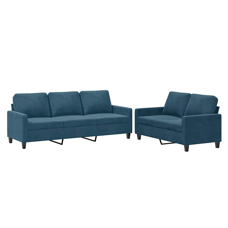 Set de canapele cu perne, 2 piese, albastru, catifea