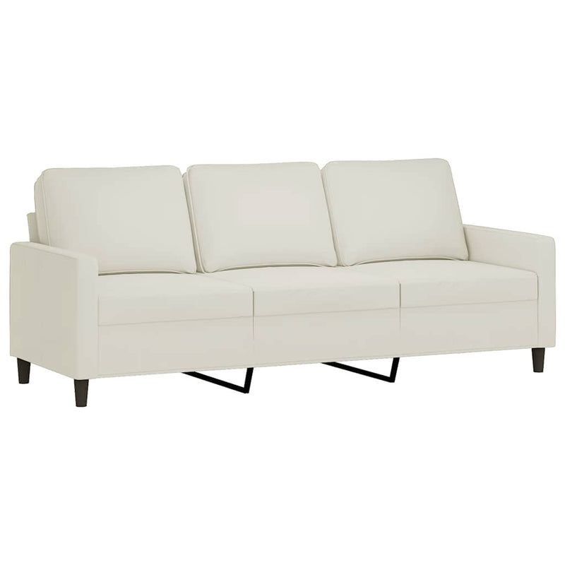 Set de canapele cu perne, 3 piese, crem, catifea