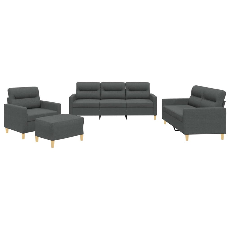 Set de canapele cu perne, 4 piese, gri închis, textil