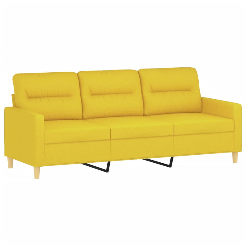 Set de canapele cu perne, 4 piese, galben deschis, textil