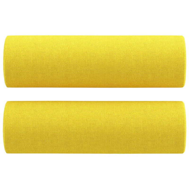 Set de canapele cu perne, 3 piese, galben deschis, textil
