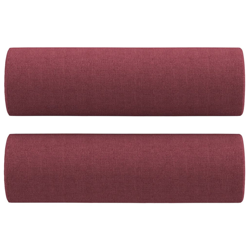 Set canapea cu perne, 3 piese, roșu vin, material textil