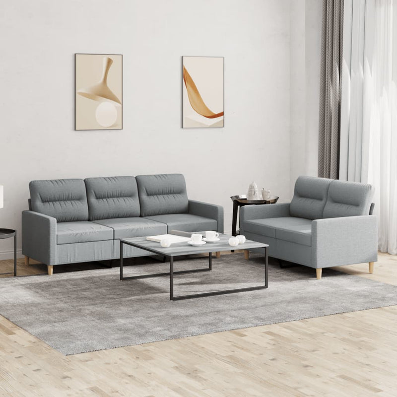 Set de canapele cu perne, 2 piese, gri deschis, textil