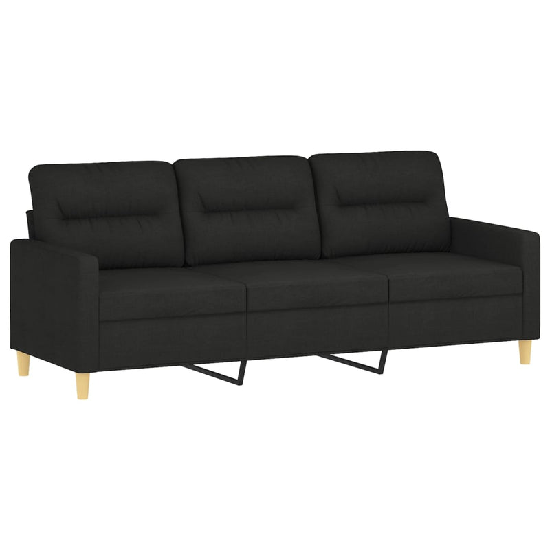 Set de canapele cu perne, 2 piese, negru, textil