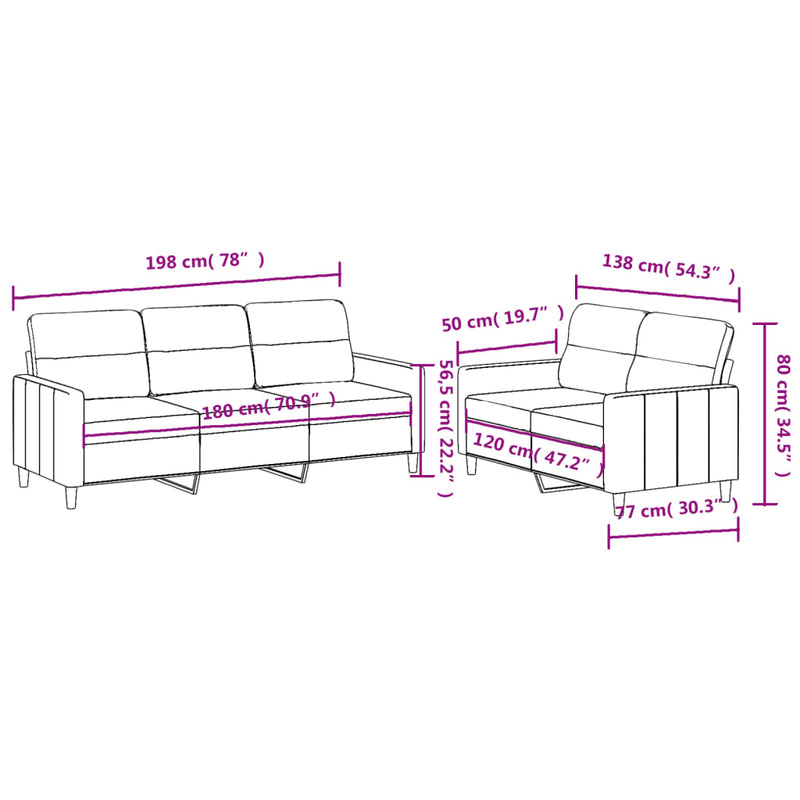 Set canapea cu perne, 2 piese, roșu vin, material textil