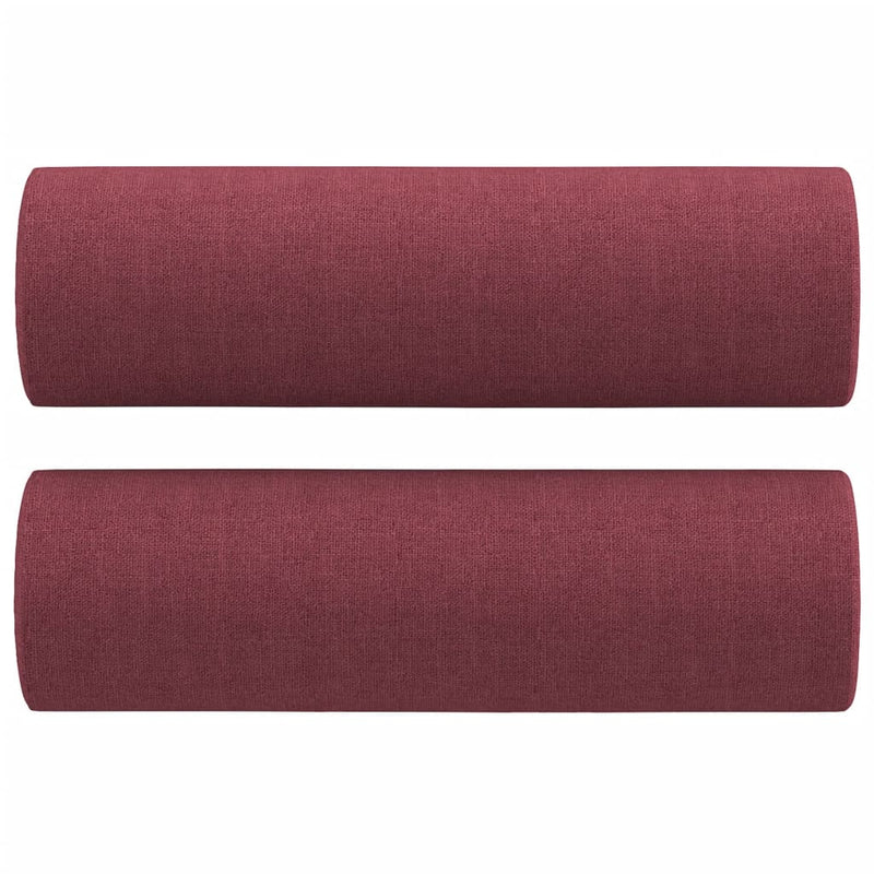 Set canapea cu perne, 3 piese, roșu vin, material textil