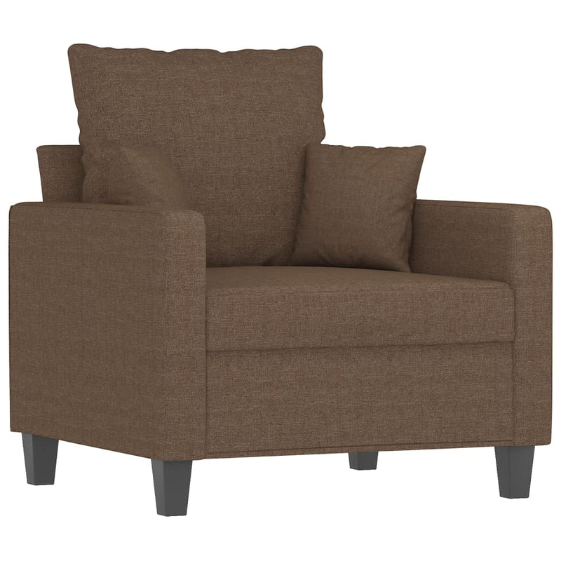 Set de canapele cu perne, 3 piese, maro, textil