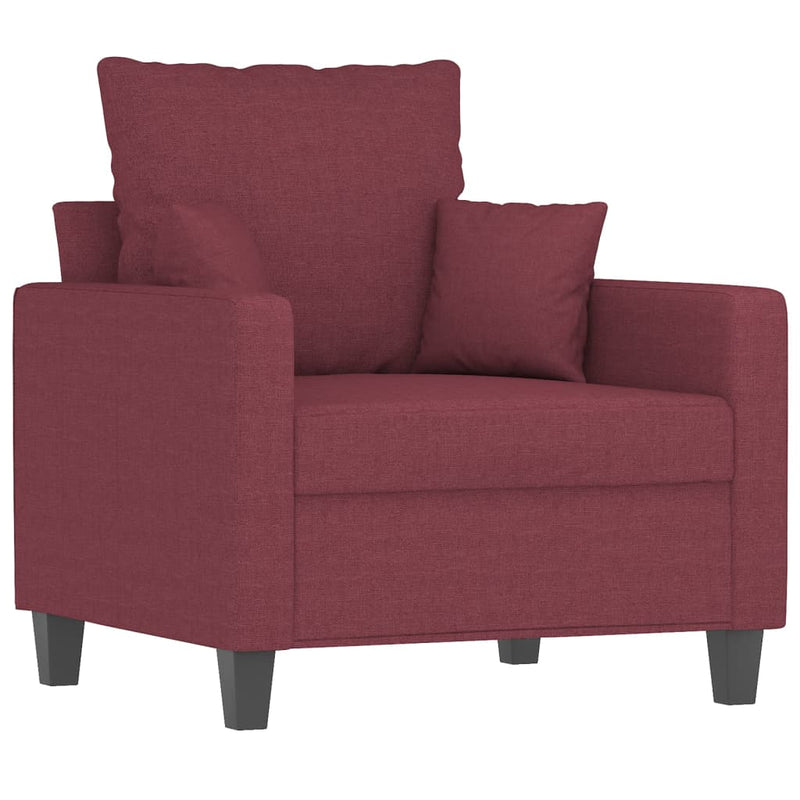 Set canapea cu perne, 4 piese, roșu vin, material textil