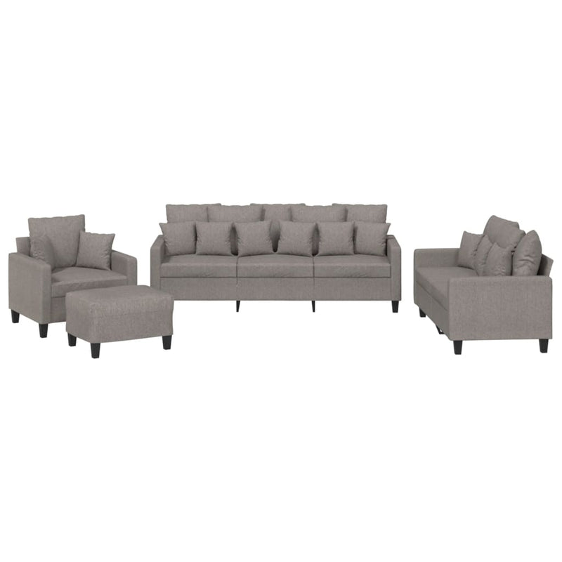 Set de canapele cu perne, 4 piese, gri taupe, textil