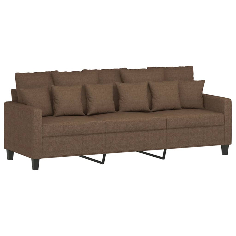 Set de canapele cu perne, 3 piese, maro, textil