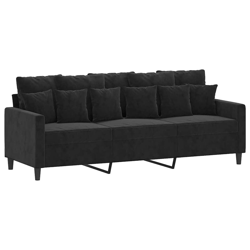 Set de canapele cu perne, 4 piese, negru, catifea