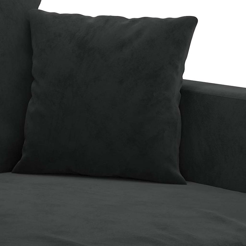Set de canapele cu perne, 4 piese, negru, catifea