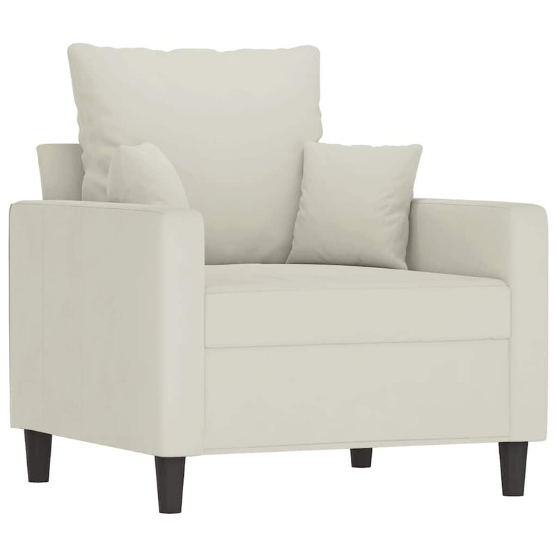 Set de canapele cu perne, 4 piese, crem, catifea
