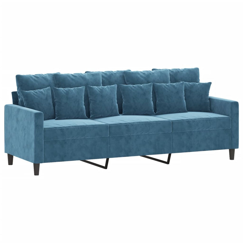 Set de canapele cu perne, 4 piese, albastru, catifea
