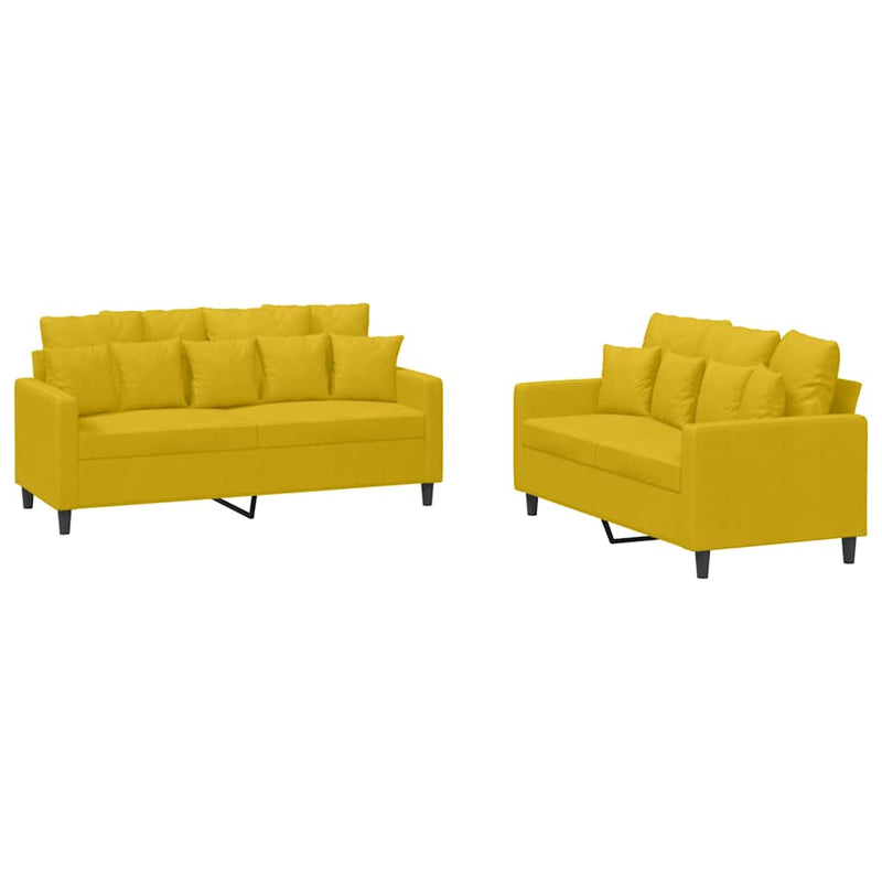 Set de canapele cu perne, 2 piese, galben, catifea