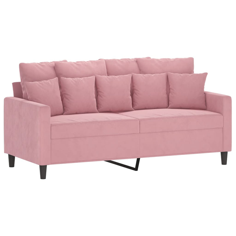 Set de canapele cu perne, 3 piese, roz, catifea