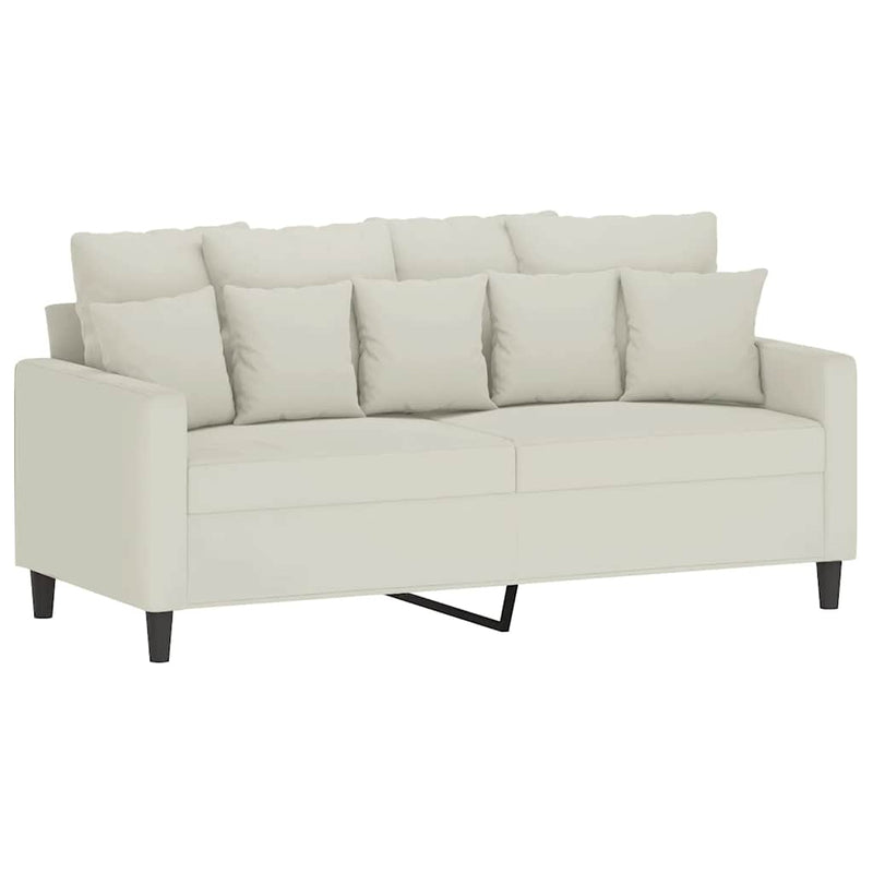 Set de canapele cu perne, 3 piese, crem, catifea