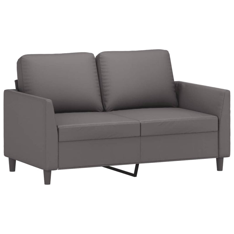 Set de canapele cu perne, 2 piese, gri, piele ecologică