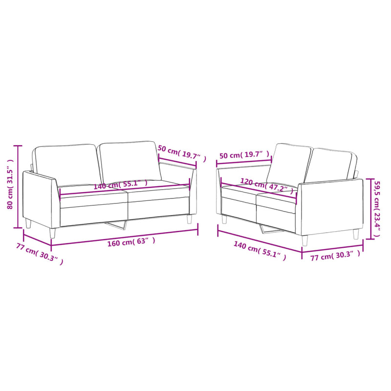 Set de canapele cu perne, 2 piese, gri, piele ecologică