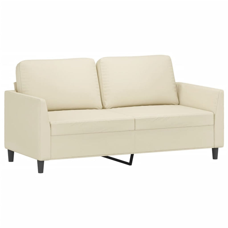 Set de canapele cu perne, 3 piese, crem, piele ecologică