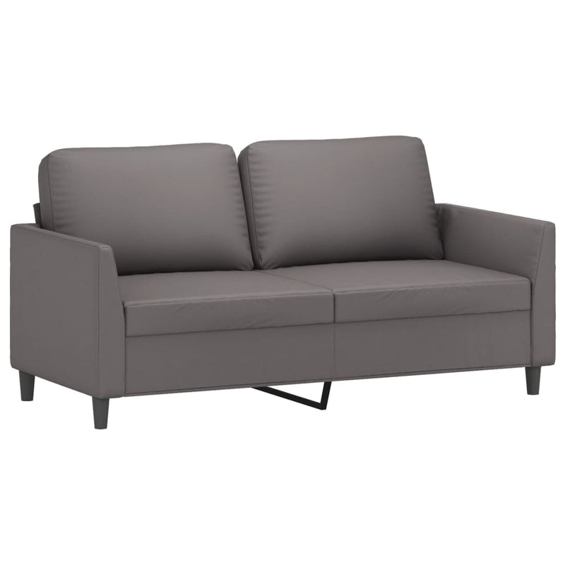 Set de canapele cu perne, 3 piese, gri, piele ecologică