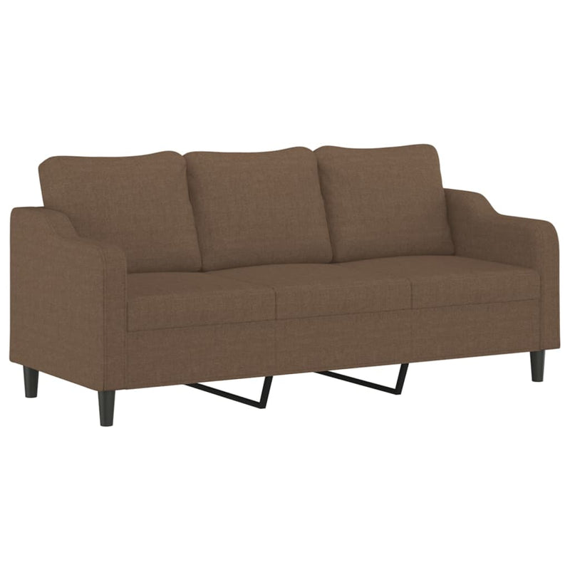 Set de canapele cu perne, 3 piese, maro, textil
