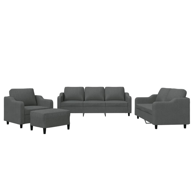 Set de canapele cu perne, 4 piese, gri închis, textil