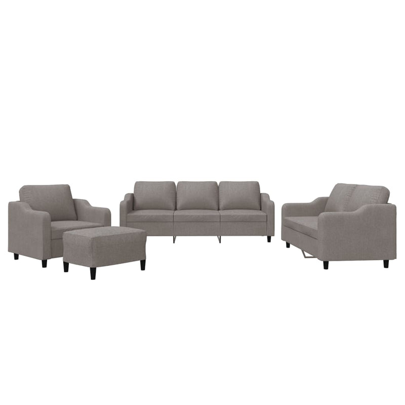 Set de canapea cu perne, 4 piese, gri taupe, material textil