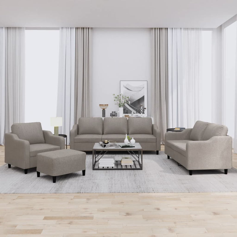 Set de canapea cu perne, 4 piese, gri taupe, material textil