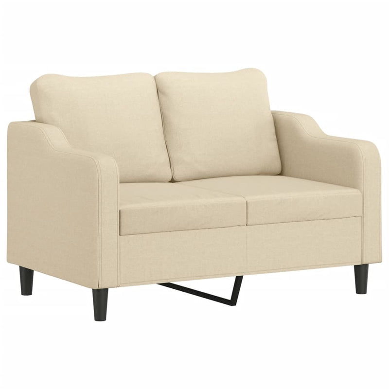 Set de canapele cu perne, 3 piese, crem, textil