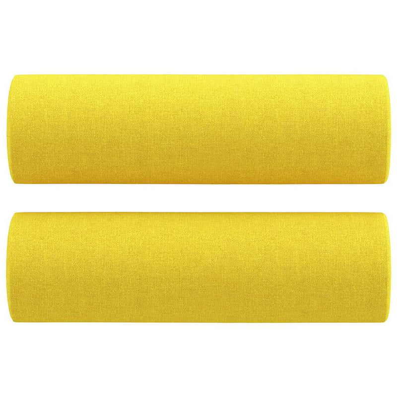 Set de canapele cu perne, 3 piese, galben deschis, textil