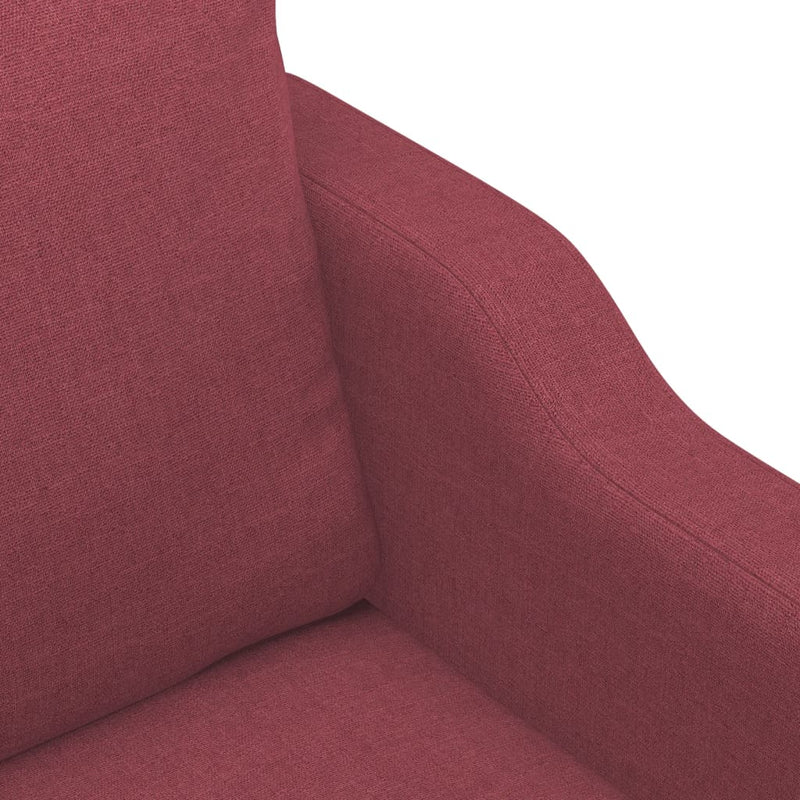 Set canapea cu perne, 3 piese, roșu vin, material textil