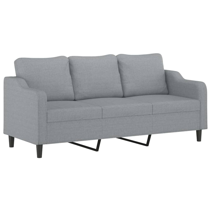 Set de canapele cu perne, 4 piese, gri deschis, material textil
