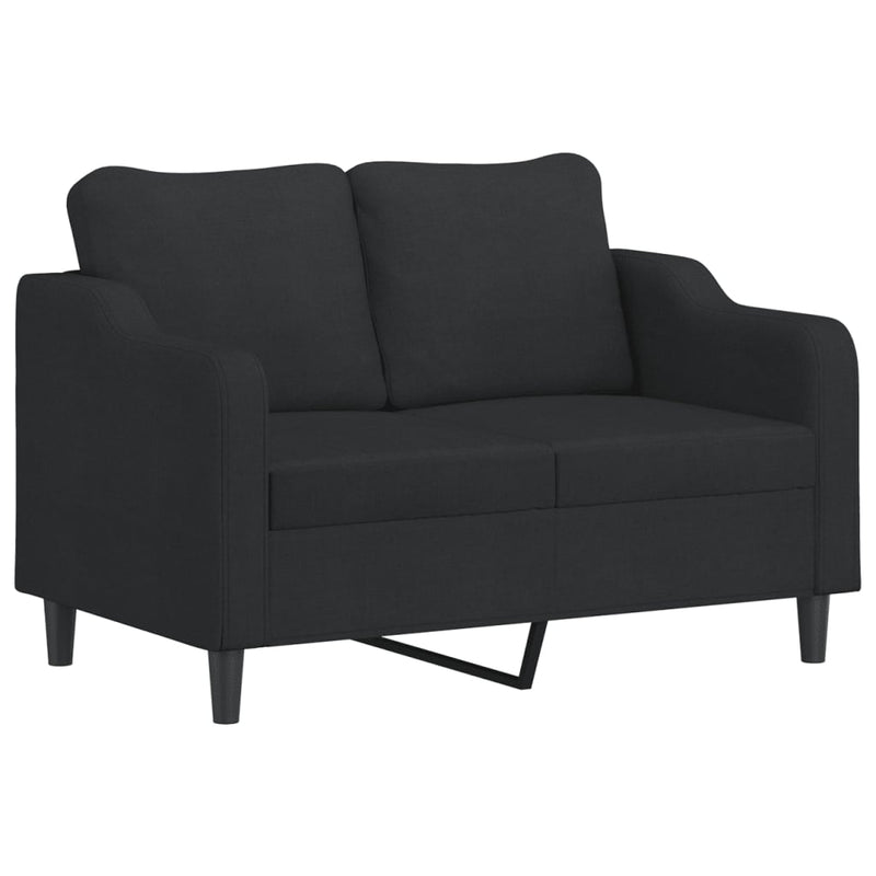 Set de canapele cu perne, 4 piese, negru, material textil